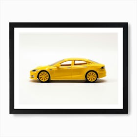 Toy Car Tesla Model S Yellow Art Print