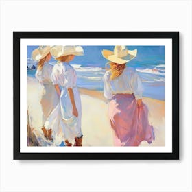 Three Women On The Beach Art Print