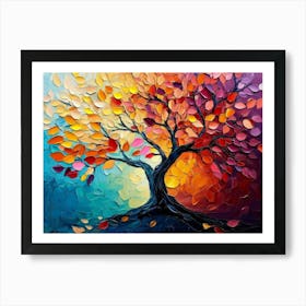 Elegant Colorful Tree with Vibrant Leaves Hanging Branches 17 Art Print