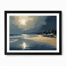 Sunset On The Beach hamptons Art Print