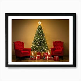 Christmas Tree Illuminated Season Home Background Holiday Merry Magic Fire Celebration Hou (22) Art Print