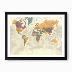 Political world map  Art Print