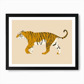 Walking Tiger - Beige Art Print