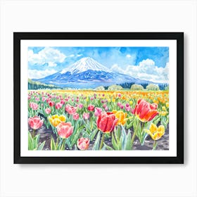 Tulip And Mountain Fuji Art Print