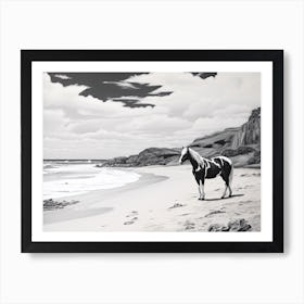 A Horse Oil Painting In Anakena Beach, Easter Island, Landscape 2 Art Print