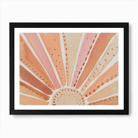 Mauve, Blush and Orange Sun, Watercolor Boho Sunset Art Print