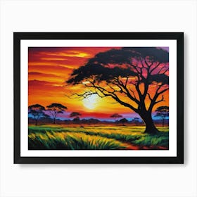 African Sunset Art Print