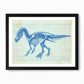 Corythosaurus Skeleton Hand Drawn Blueprint 3 Art Print