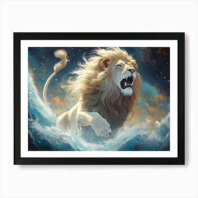 Lion In The Sea Art Print