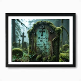 A Decaying Signboard At The Infamous Haunted Cemetery Letters Of The Signboard Are Weather Beaten A (11) Art Print