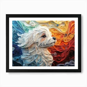 Maltese Paper Quilling Dog Portrait Art Print