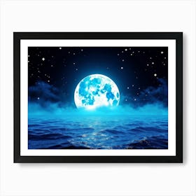 Abstract Dream Astronomy Landscape Celestial Ocean Cloud Halloween Light Moon Full Moon W (18) Art Print