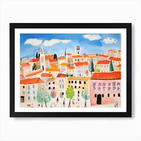 Perugia Italy Cute Watercolour Illustration 1 Art Print