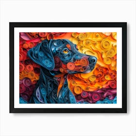 Doberman Pincher Paper Quilling Dog Portrait Art Print