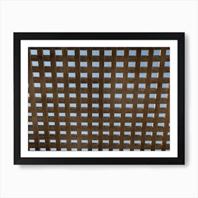 Wooden Square Grid In Color With Blue Sky Art Print