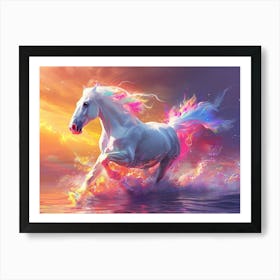 Horse Running In The Water Art Print