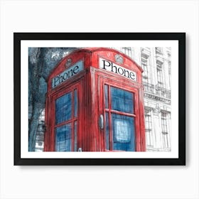 Comic,Comic Style,London,Red Phone Box,Art Work, Art, Comic Book, Digital Work,Digital Art, Art Print