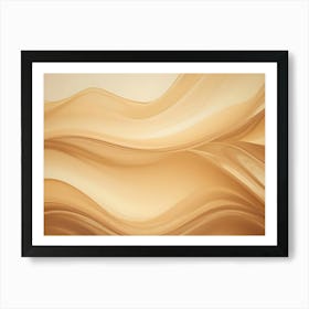 Abstract, Flowing, Beige Waves On A Light Beige Background, Creating A Sense Of Movement And Depth Art Print