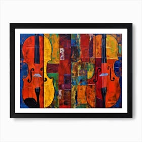 Cello Abstract - Two Cellos Art Print