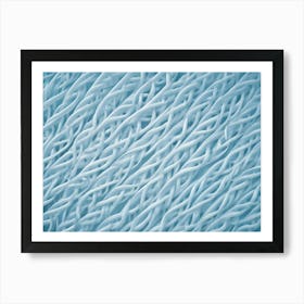 Close Up Texture Of Interwoven Blue Threads, Creating A Wavy Pattern Art Print