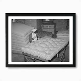 Tufting A Mattress,Mattress Factory, San Angelo, Texas By Russell Lee Art Print