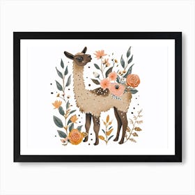 Little Floral Llama 2 Art Print