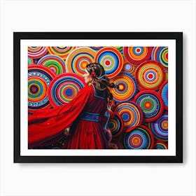 Woman In Red Dress Art Print