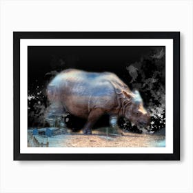 Rhino Art Illustration In A Photomontage Style 02 Art Print