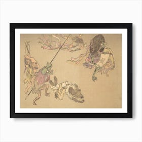 Night Parade of A Hundred Demons Kawanabe Kyosai Vintage Japanese Woodblock Print Yokai 17 Art Print