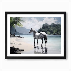 A Horse Oil Painting In El Nido Beaches, Philippines, Landscape 2 Art Print