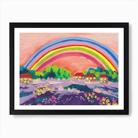 Countryside Rainbow On Orange Art Print