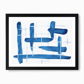 Abstract Lines Blue And White 04 Art Print