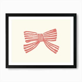 Blue Stripe Bow Ribbon - Pink Art Print