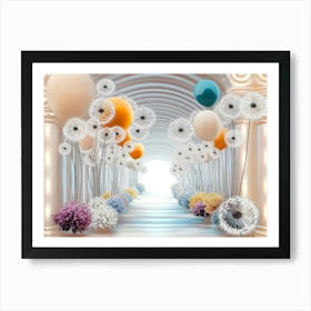 3d Tunnel with Balloons and Dandelions Art Print