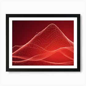 Abstract Image Of A Red, Glowing, Wave Like Form, Resembling A Network Or A Digital Signal 2 Art Print