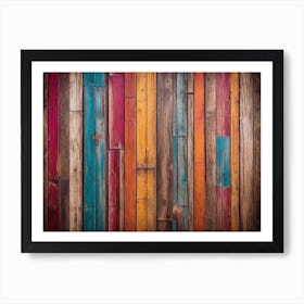 Colorful wood plank texture background 4 Art Print