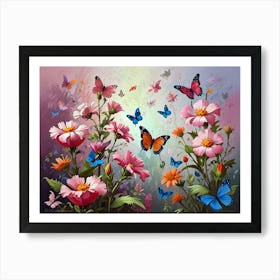 Butterflies And Flowers 2 Art Print