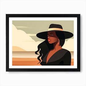 Illustration of an African American woman at the beach 49 Art Print