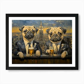 Gentleman Pugs At Nyc Rooftop Bar 5 Art Print