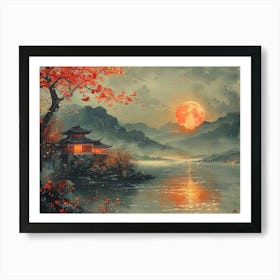 Moonlight Over The Lake 2 Art Print