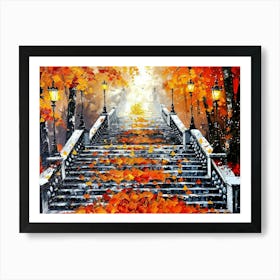 Autumn Stairway Art Print