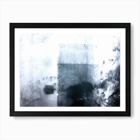 Abstract Blue Paint Splatter on an Old Wall Art Print