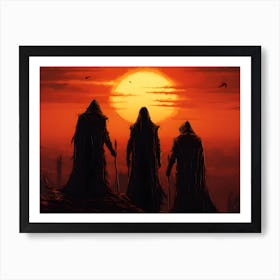 Three Grim Reapers At Sunset Art Print
