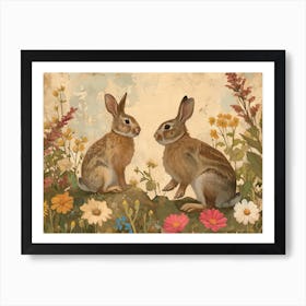 Floral Animal Illustration Rabbit 4 Art Print