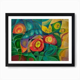 Living Room Abstract Wall Art, Magic Garden Vibrant  Expression  Art Print