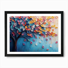 Colorful Tree with Leaves on Hanging Branches 3 Art Print