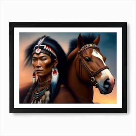 Brave With Horse 2 Art Print