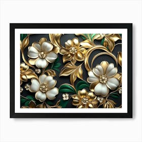 Gold Flowers 34 Art Print