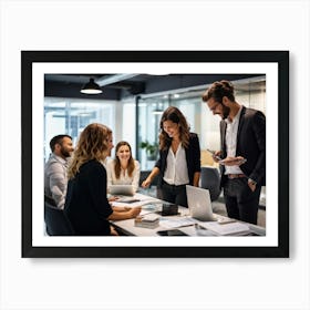 Energetic Team Of Adults Multi Cultural Melting Together In A Well Designed Modern Office Space B (6) Art Print