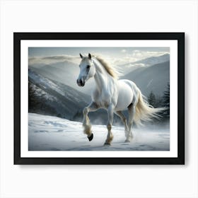 White Horse In The Snow Art Print